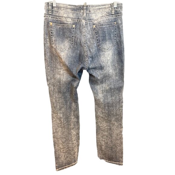 Nurture Womens Distressed Denim Jeans Subtle Leaf Print Raw Hem Size 14 - Picture 2 of 14